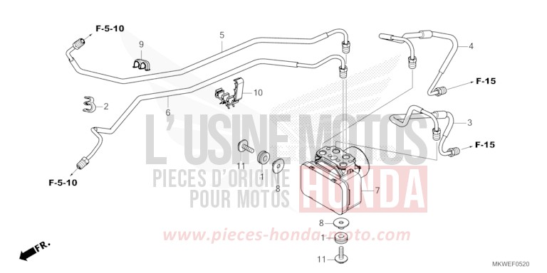 MODULATEUR ABS/TUYAU DE FREIN de NC750X "Méca" MAT PEARL GLARE WHITE (NHB54) 2025